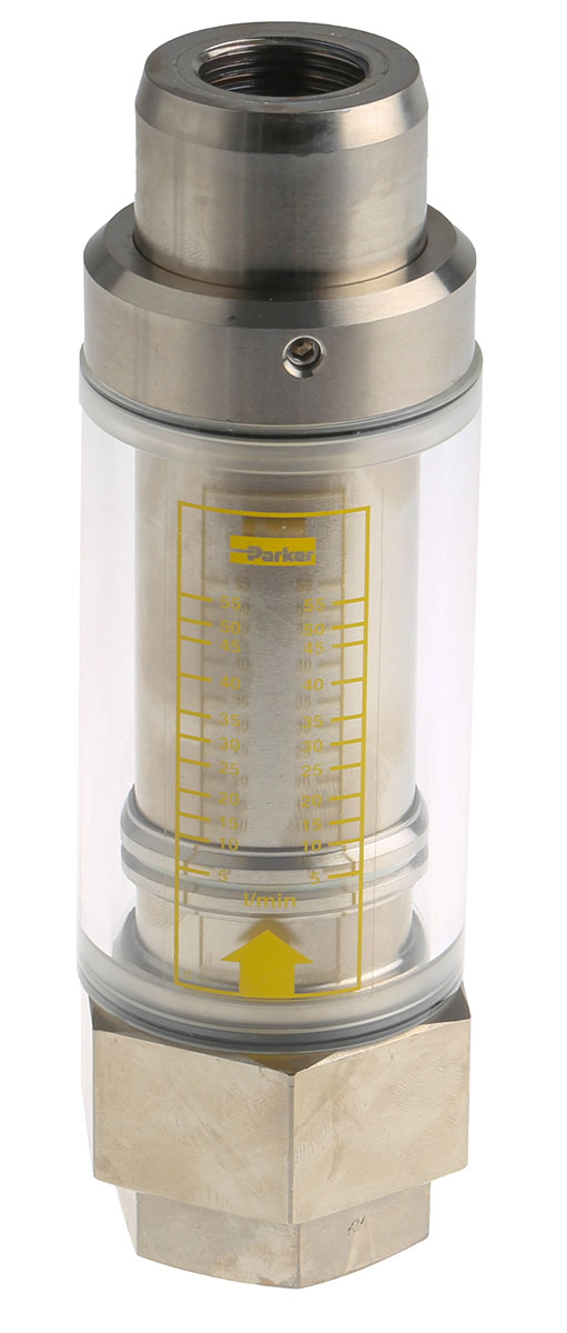 Parker UCC Flowline Series Variable Area Flow Meter for Liquid, 5 L/min Min, 55 L/min Max
