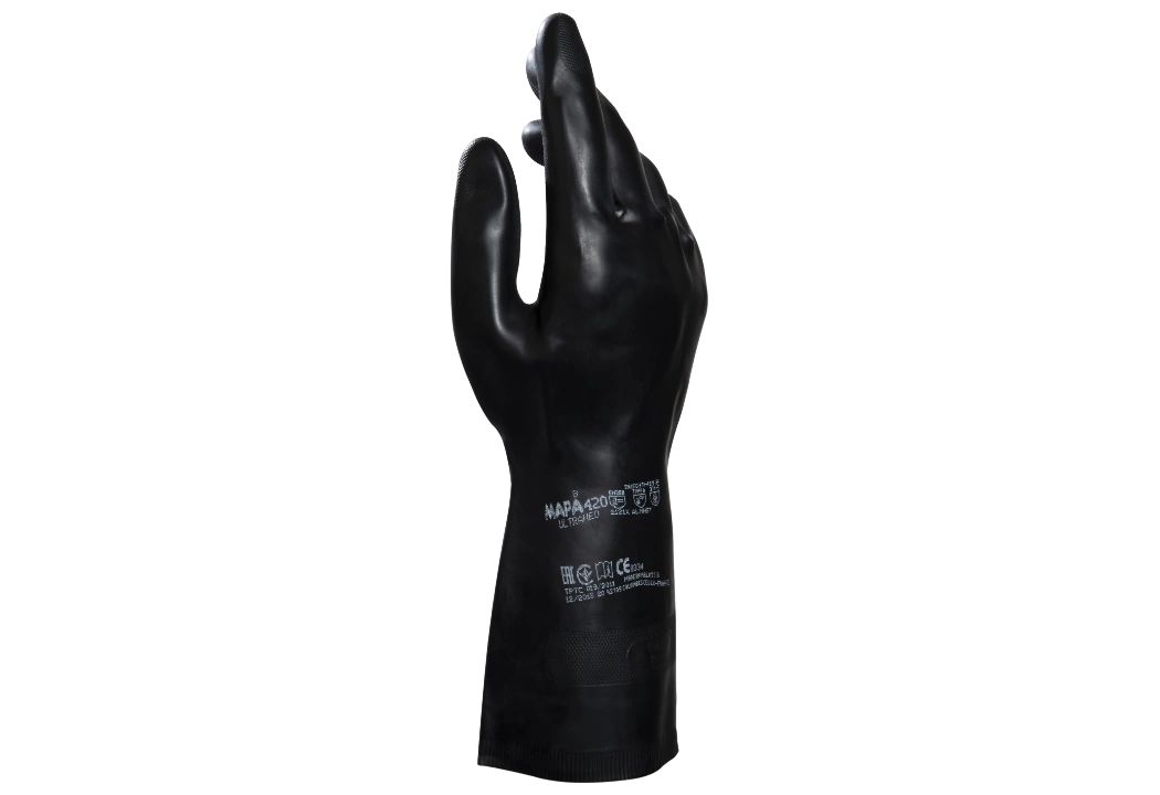 Mapa ULTRANEO 420 Black Natural Latex, Polychloroprene Work Gloves, Size 7
