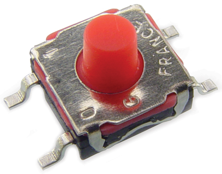 C & K IP67 Red Button Tactile Switch, SPST 50 mA 2.7 (Dia.)mm Surface Mount