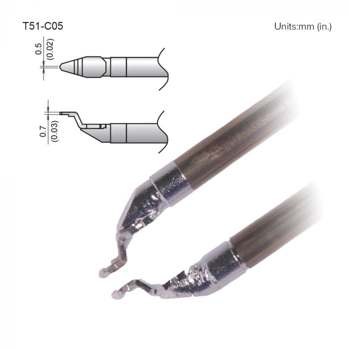 Hakko FX-9705 0.5 mm, 0.7 mm Bevel Soldering Iron Tip for use with FX-9705