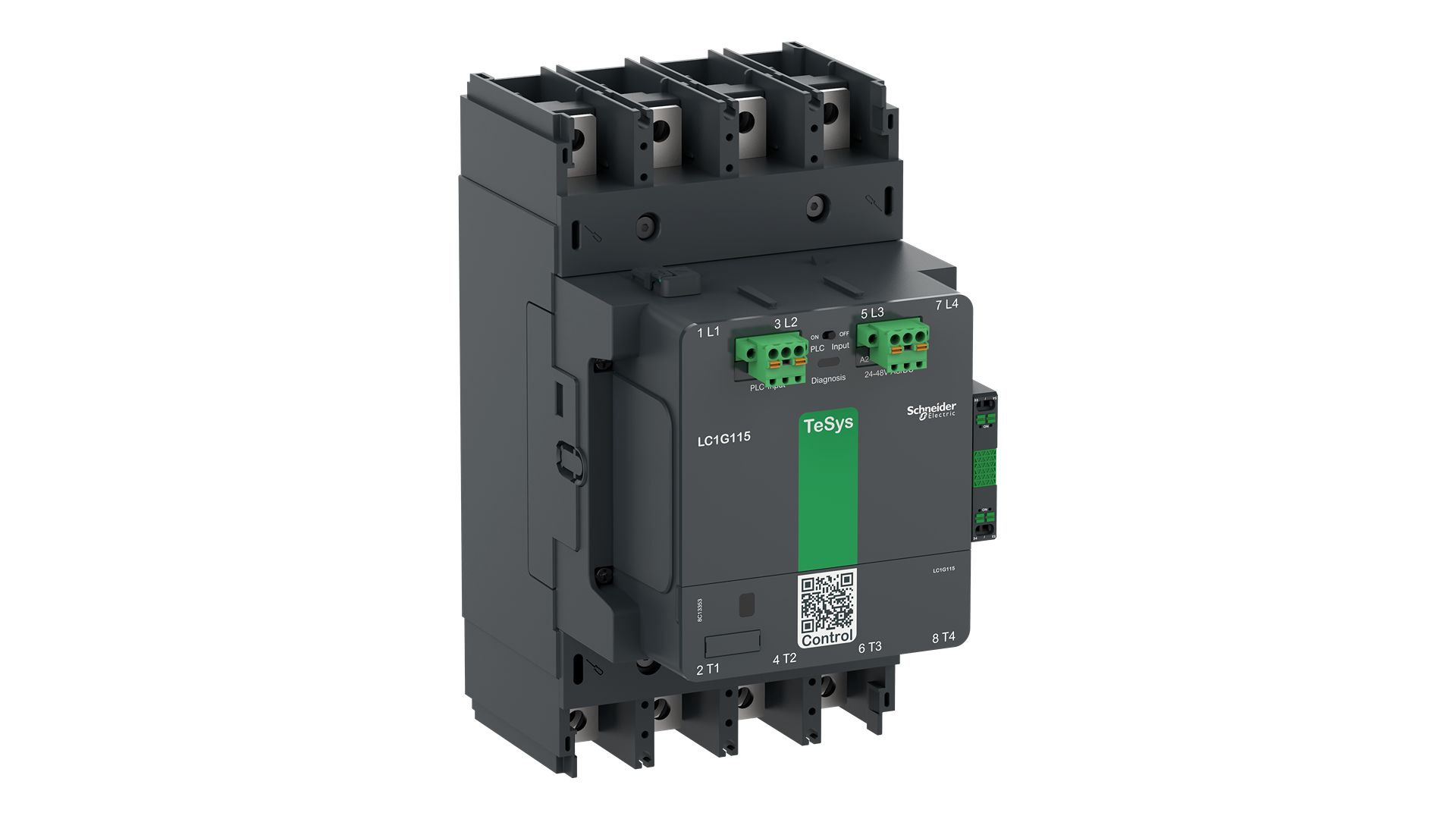 Schneider Electric LC1G Contactor, 48/130 V ac/dc Coil, 4-Pole, 275 A, 125 HP 130 V, 4 NO, 1000V