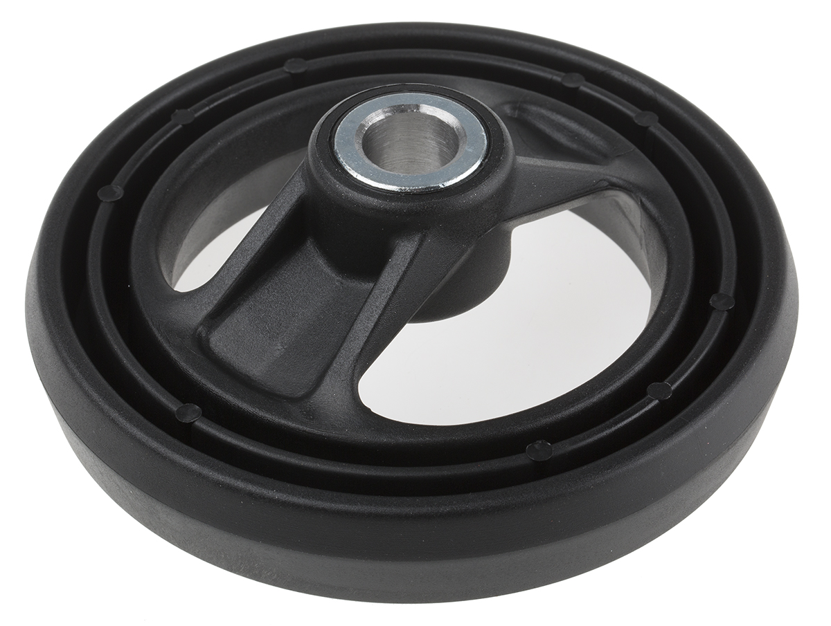 RS PRO Black Glass-Fibre Reinforced Technopolymer Hand Wheel, 126mm diameter