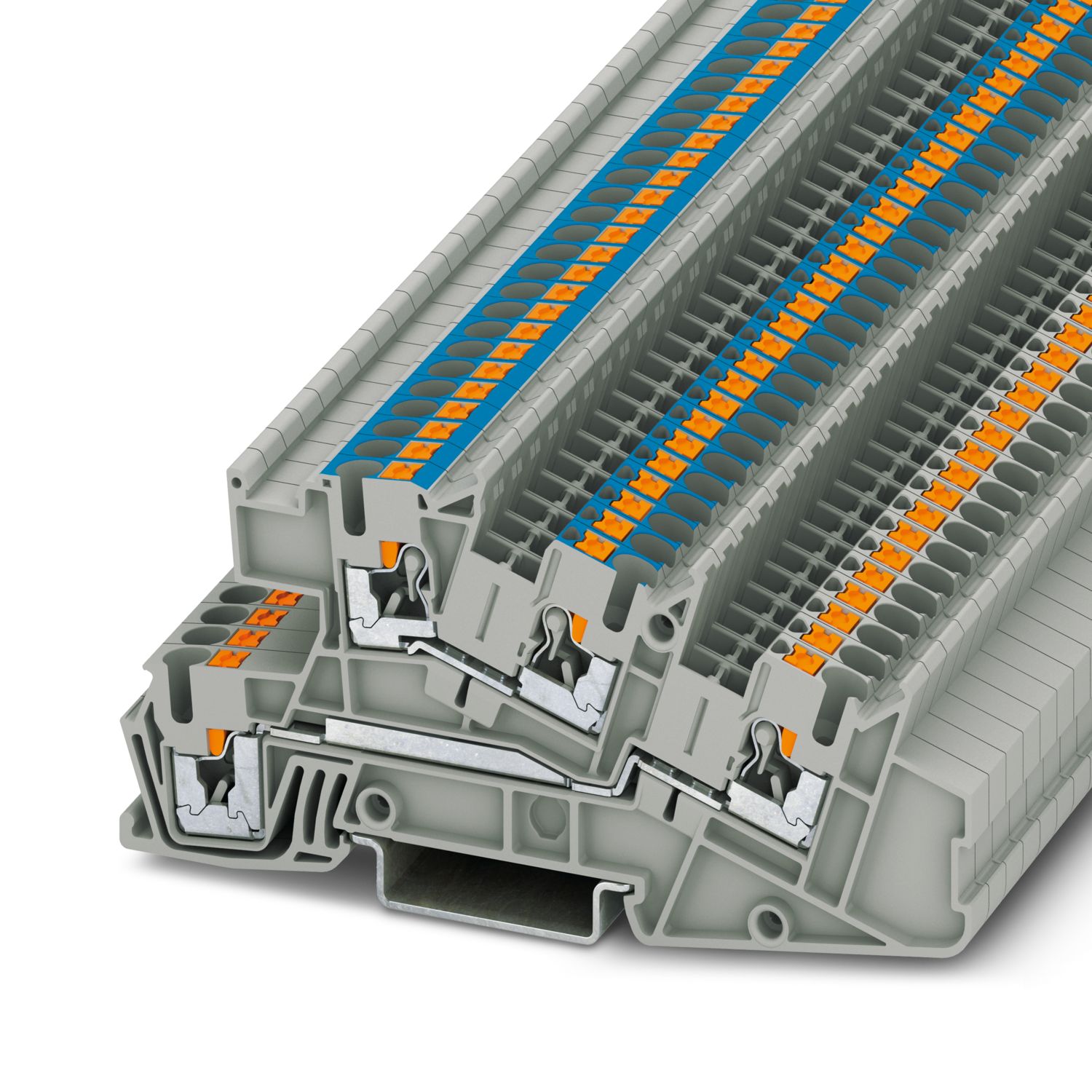 Phoenix Contact PTI Series PTI 2,5-L/N Non-Fused Terminal Block, 4-Way, 24A, 26 → 12 AWG Wire, Push In