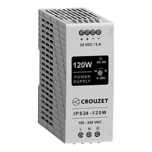 Crouzet 89452 Linear DIN Rail Power Supply, 90 → 264V ac ac Input, 24V dc dc Output, 5A Output, 120W