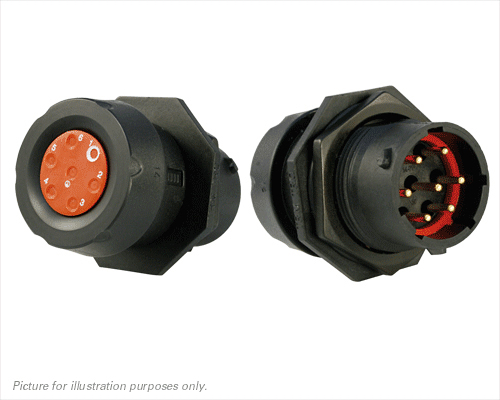 Souriau Sunbank by Eaton Circular Connector, 7 Contacts, Panel, Standard Connector, Plug, Male, IP68, IP69K, UTS Series