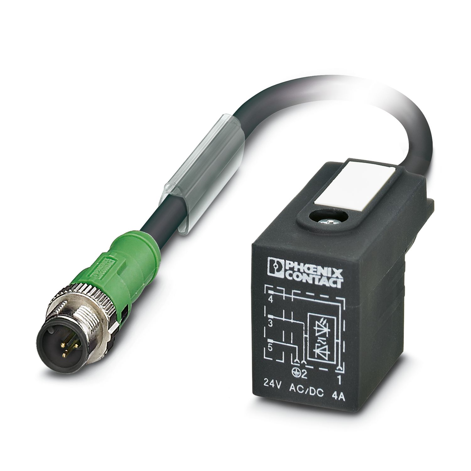 Phoenix Contact Male 3 way M12 to 3 way DIN 43650 Form B Sensor Actuator Cable, 0.6 m