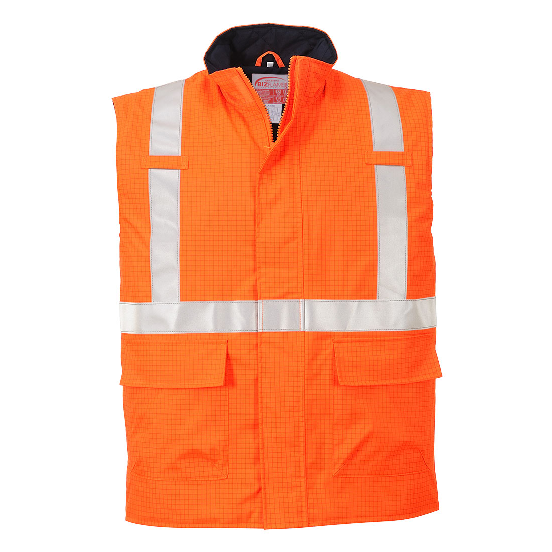 Portwest Orange Flame Retardant Hi Vis Bodywarmer, L