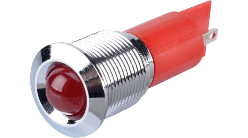 APEM Q16 Series Red Panel Mount Indicator, 24V dc, 16mm Mounting Hole Size, Faston, Solder Lug Termination, IP67