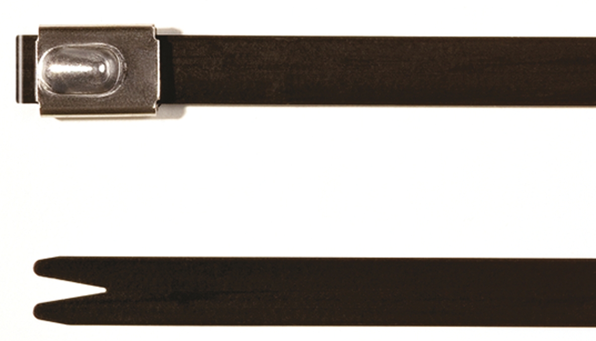 HellermannTyton Cable Tie, Roller Ball, 681mm x 7.9 mm, Black 316 Stainless Steel, Pk-50