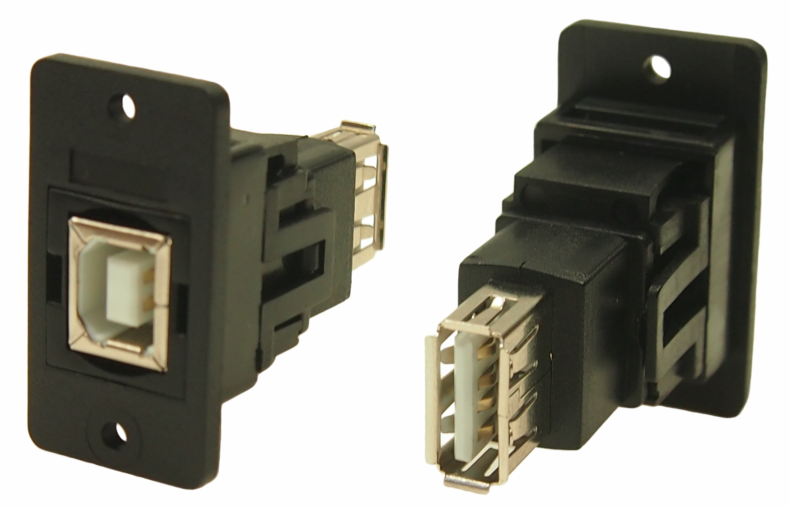 RS PRO Straight, Panel Mount, Socket to Socket- Dual Port Type B to A 2.0 USB Connector