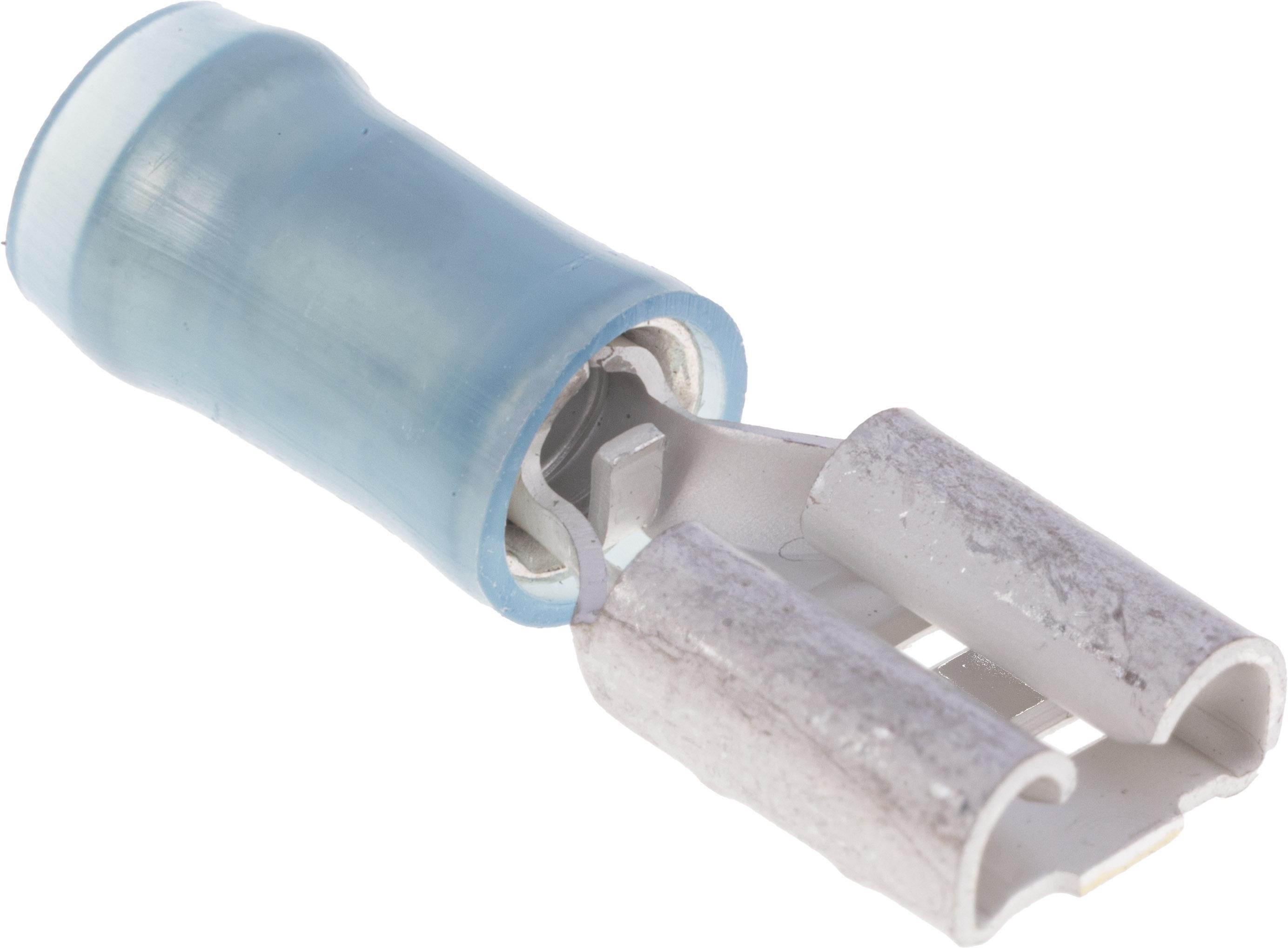 TE Connectivity PIDG FASTON .250 Blue Insulated Female Spade Connector, Receptacle, 6.35 x 0.81mm Tab Size, 1.3mm² to