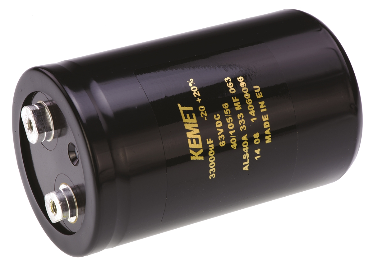 KEMET 33000μF Aluminium Electrolytic Capacitor 63V dc, Screw Terminal - ALS40A333MF063