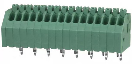 Phoenix Contact PTSA 0.5/16-2.5-F Series PCB Terminal Block, 2.5mm Pitch, Through Hole Mount, 1-Row, Solder Termination