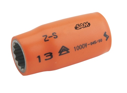 SAM 1/2 in Drive 21mm Insulated Standard Socket, 12 point, VDE/1000V, 52 mm Overall Length