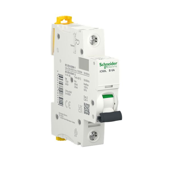 Schneider Electric Acti9 A9F MCB, 1P, 6A Curve B, 220-240V AC, 72V DC, 15 kA Breaking Capacity