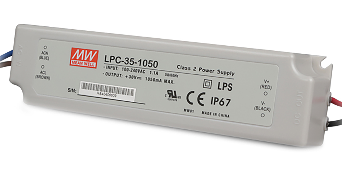 MEAN WELL LED Driver, 9 → 30V Output, 31.5W Output, 1.05A Output, Constant Current