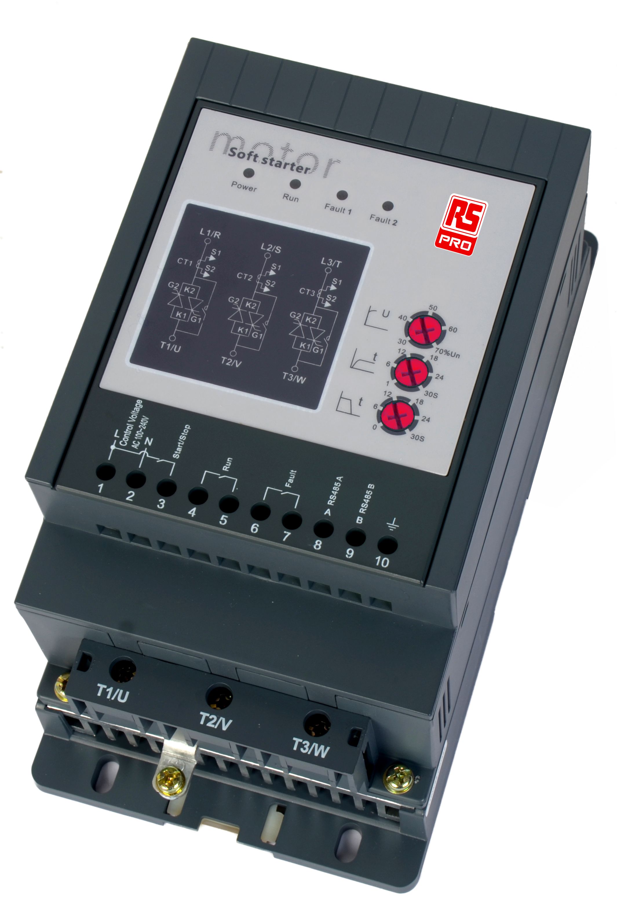 RS PRO Soft Starter, 22kW @ 400Vac, 187 → 575 V ac, 3 Phase, IP42, 45 Amps
