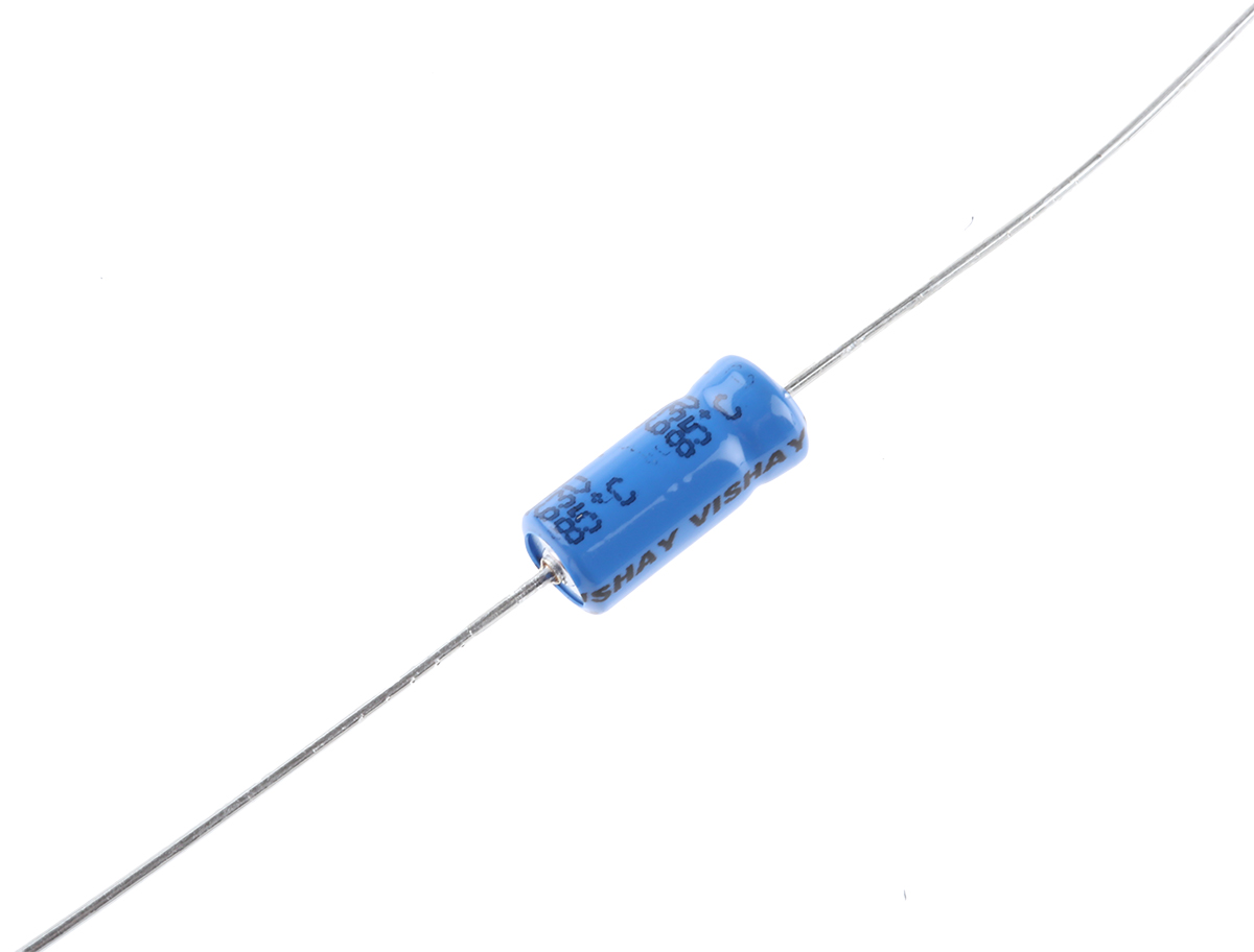 Vishay 2.2μF Aluminium Electrolytic Capacitor 63V dc, Axial, Through Hole - MAL203038228E3