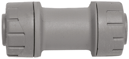 Polyplumb Plastic Pipe Fitting, Straight Push Fit Coupler, 15mm