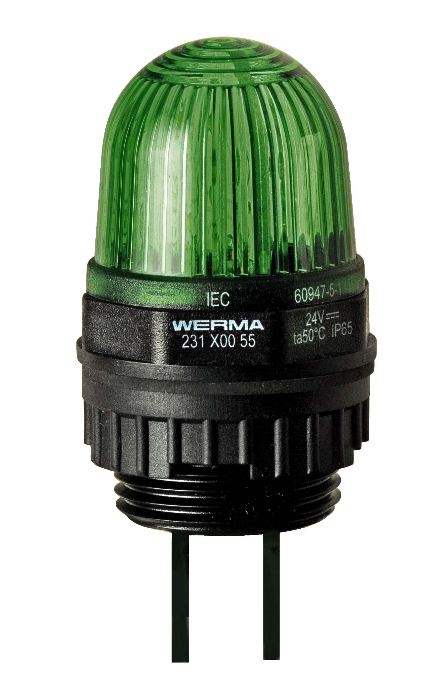 Werma 231 Series Green Continuous lighting Beacon, 230 V, Built-in Mounting, LED Bulb