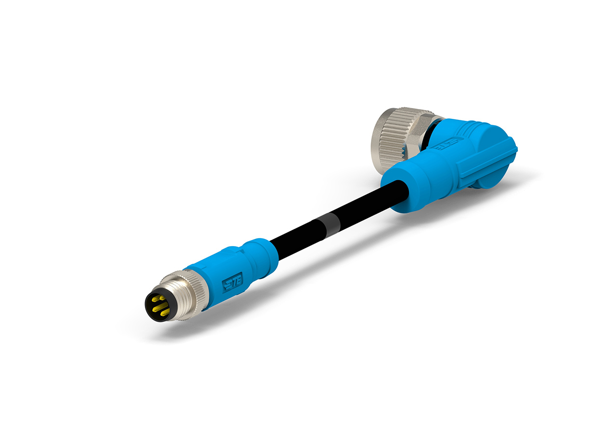 TE Connectivity Male 4 way M8 to Female 4 way M12 Sensor Actuator Cable, 500 mm