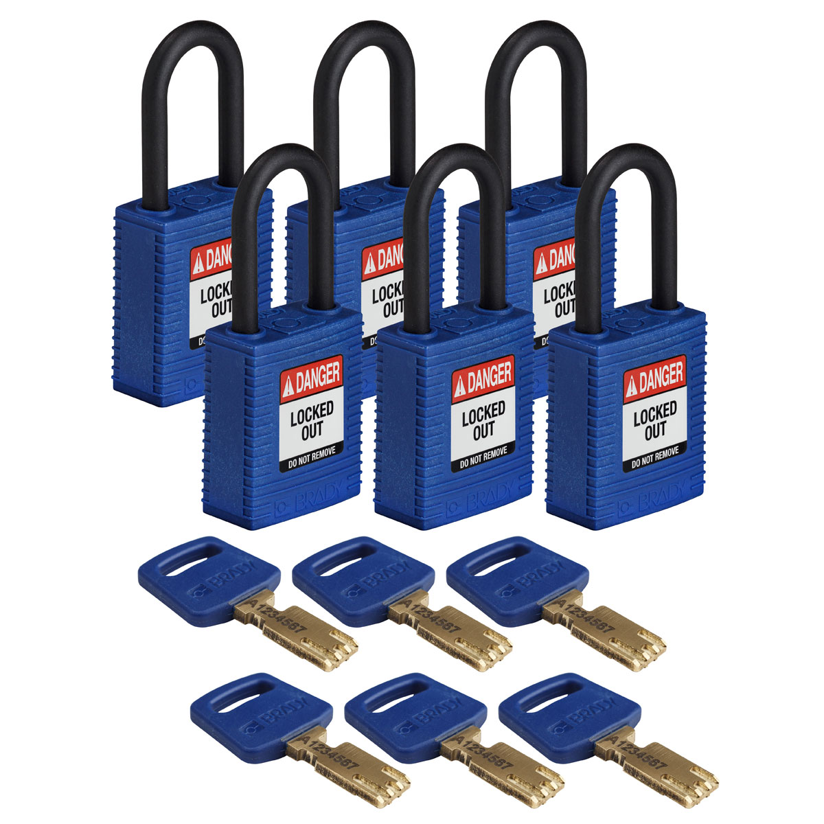 Brady LOTO-101 Key Weatherproof Nylon, Plastic Padlock, 6.35mm Shackle, 38.00mm Body