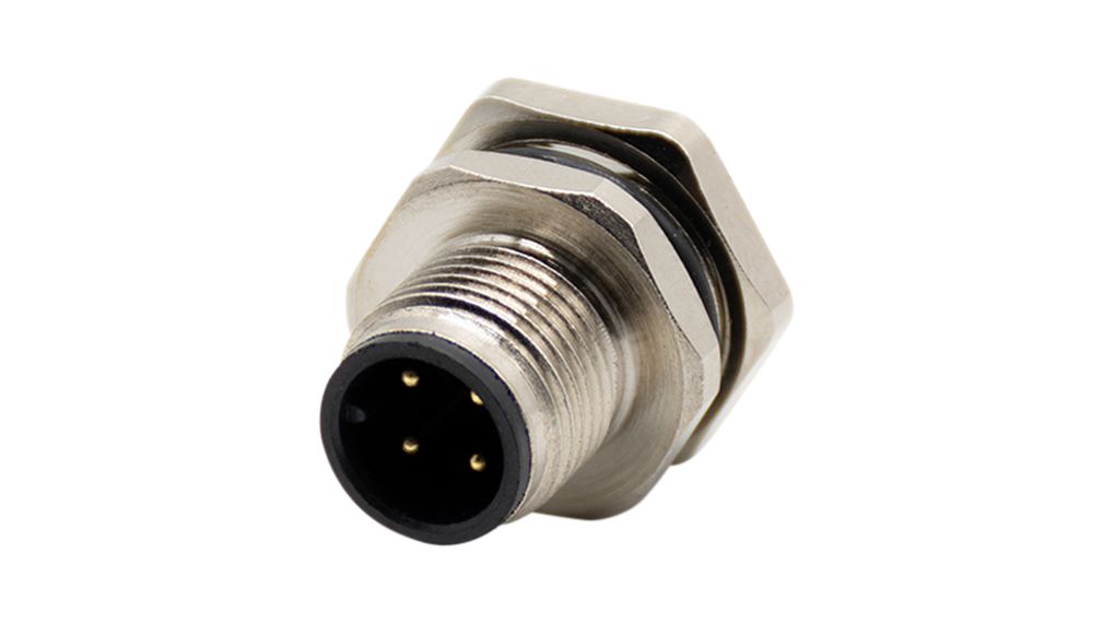 RND Connector, 4 Contacts, Panel, M12 Connector, Plug, Male, IP67, RND 205 Series