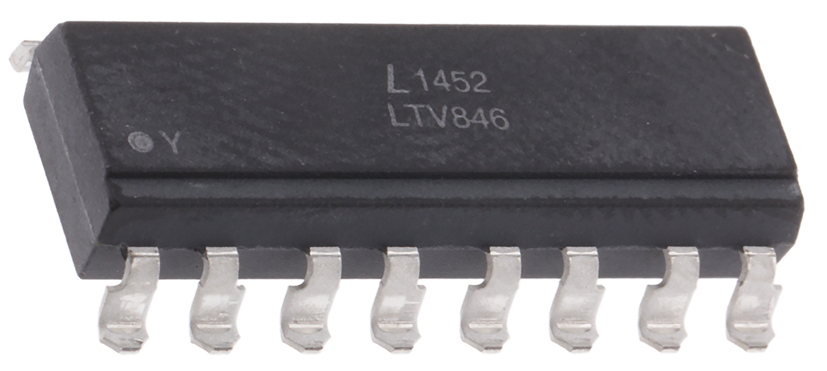 Lite-On, LTV-846S DC Input Transistor Output Quad Optocoupler, Surface Mount, 16-Pin PDIP