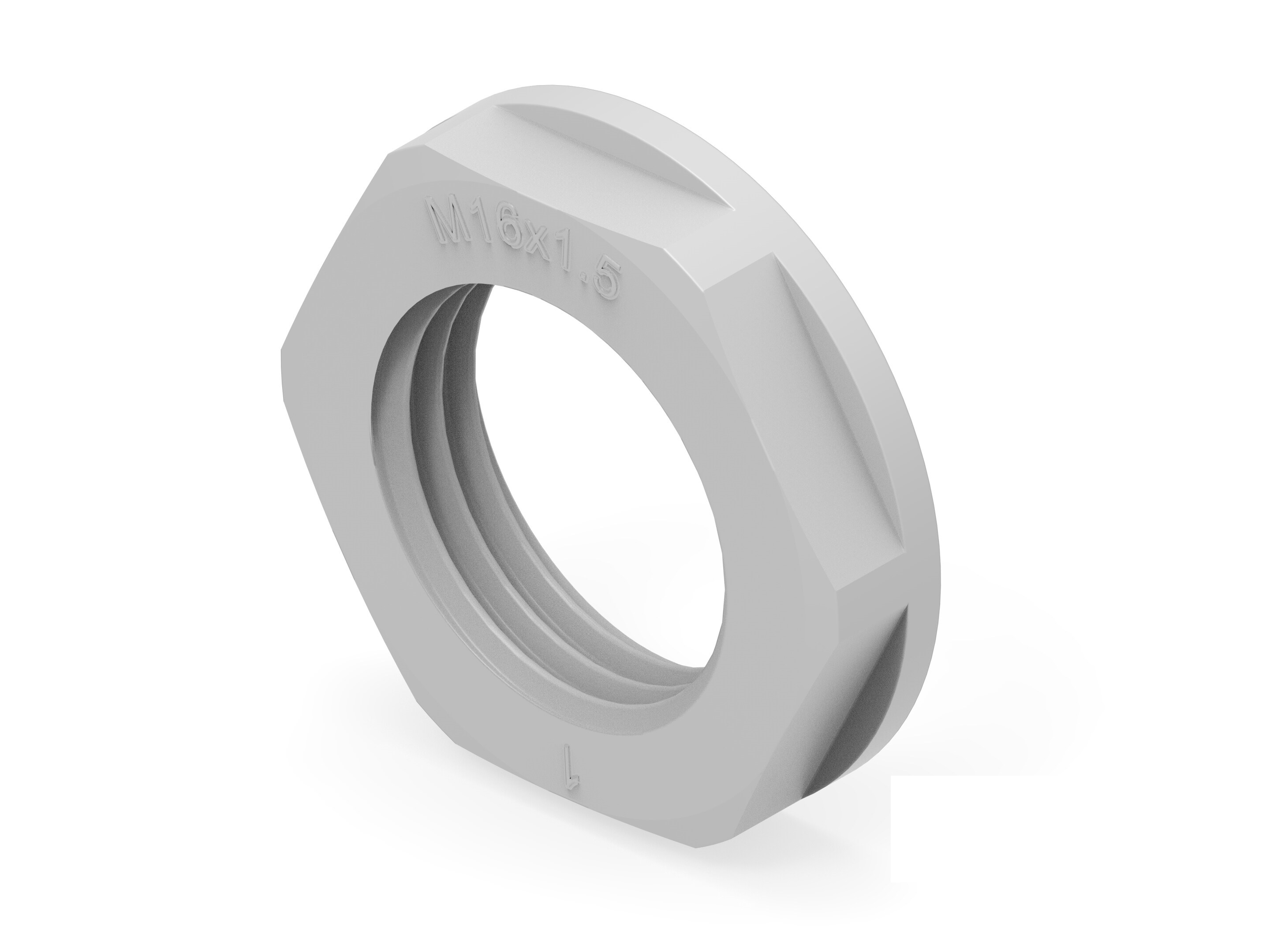 Light Grey UL 94 V2 PA 6 Cable Gland Locknut, M16 Thread