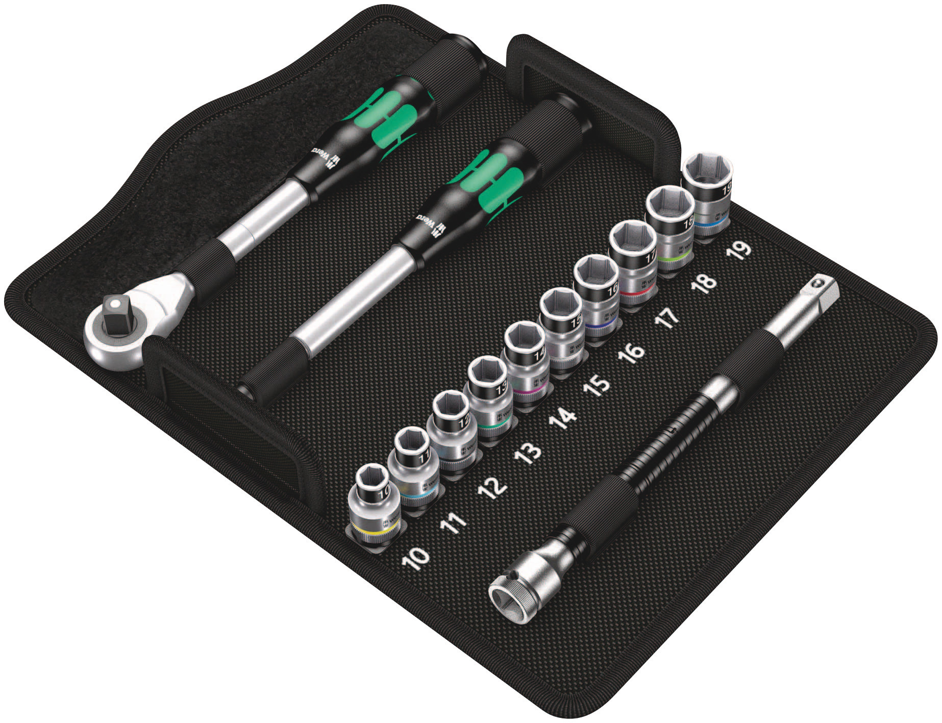Wera 13-Piece Metric 1/2 in Standard Socket Set with Ratchet, 6 point