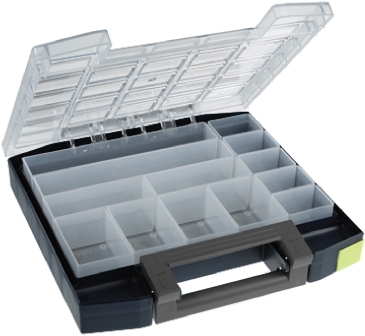 Raaco 13 Cell Blue PC, PP Compartment Box, 55mm x 298mm x 284mm