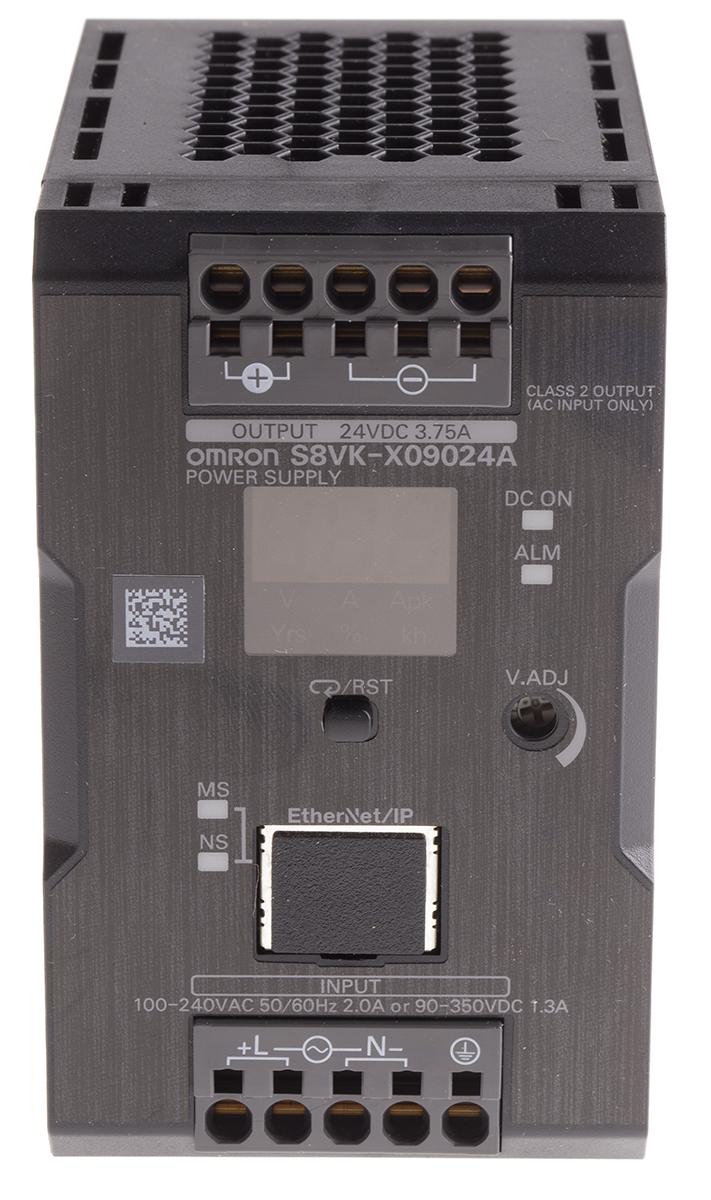 Omron S8VK-X Switched Mode DIN Rail Power Supply, 100 → 240V ac ac Input, 24V dc dc Output, 3.75A Output, 90W