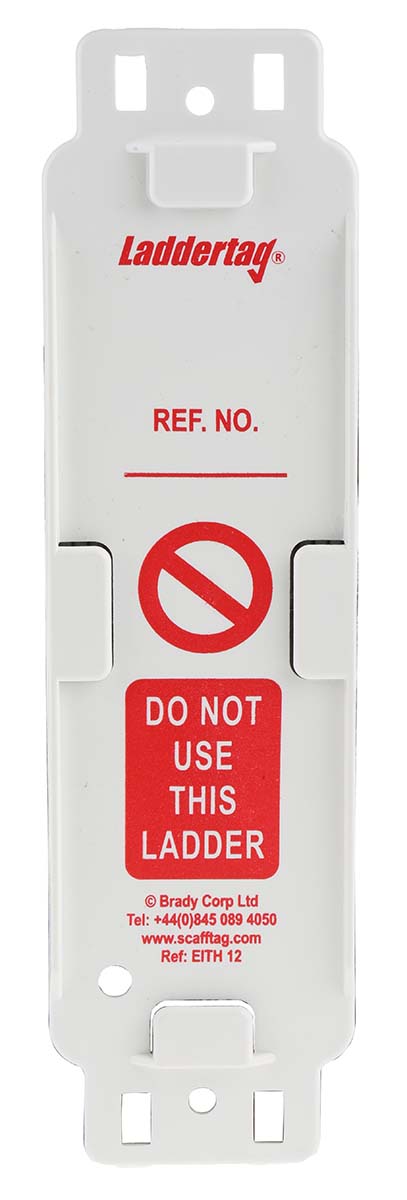 Brady Laddertag Series Red on White Safety Ladder Tag, English Language, 1 per Pack