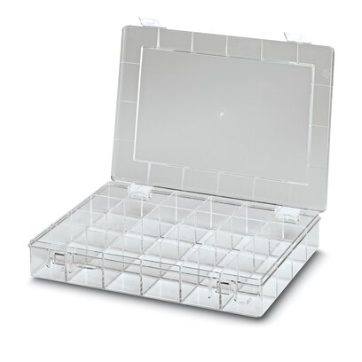 Phoenix Contact 24 Cell Transparent Polystyrene Compartment Box, 55mm x 335mm x 225mm