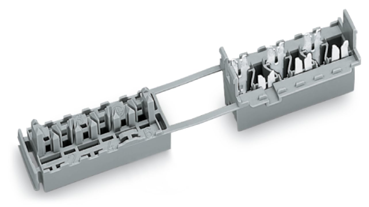 WAGO 730 Series Female Lighting Connector, 6-Pole, Female, 6-Way, Plug-In Mount, 10A