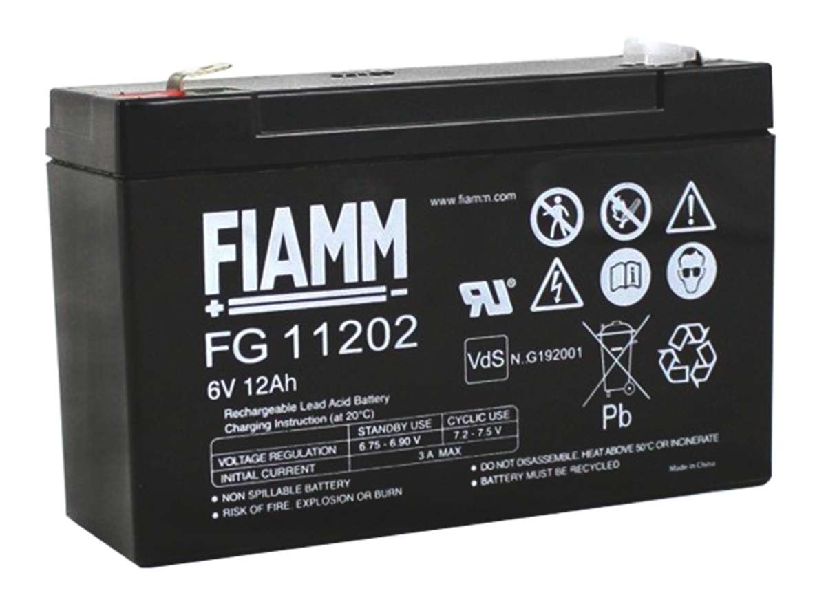 Fiamm 6V Faston F2 Sealed Lead Acid Battery, 12Ah