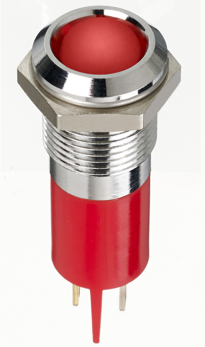 RS PRO Red Panel Mount Indicator, 2V dc, 14mm Mounting Hole Size, Faston, Solder Lug Termination, IP67