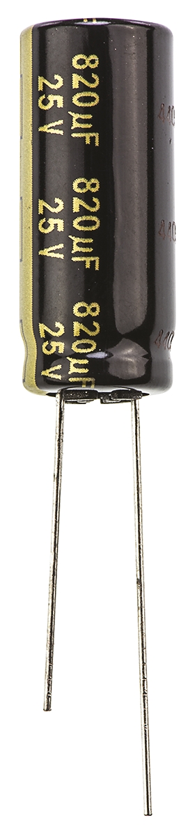 Panasonic 820μF Aluminium Electrolytic Capacitor 25V dc, Radial, Through Hole - EEUFM1E821L