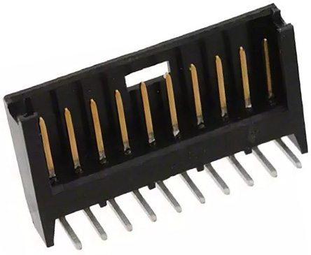 TE Connectivity AMPMODU MOD II Series Right Angle Through Hole PCB Header, 10 Contact(s), 2.54 mm Pitch, 1 Row, Shrouded