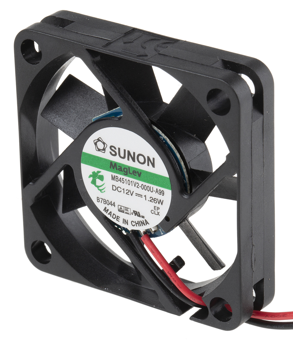 Sunon MB Series Axial Fan, 12 V dc, DC Operation, 15.6m³/h, 1.26W, 105mA Max, 45 x 45 x 10mm