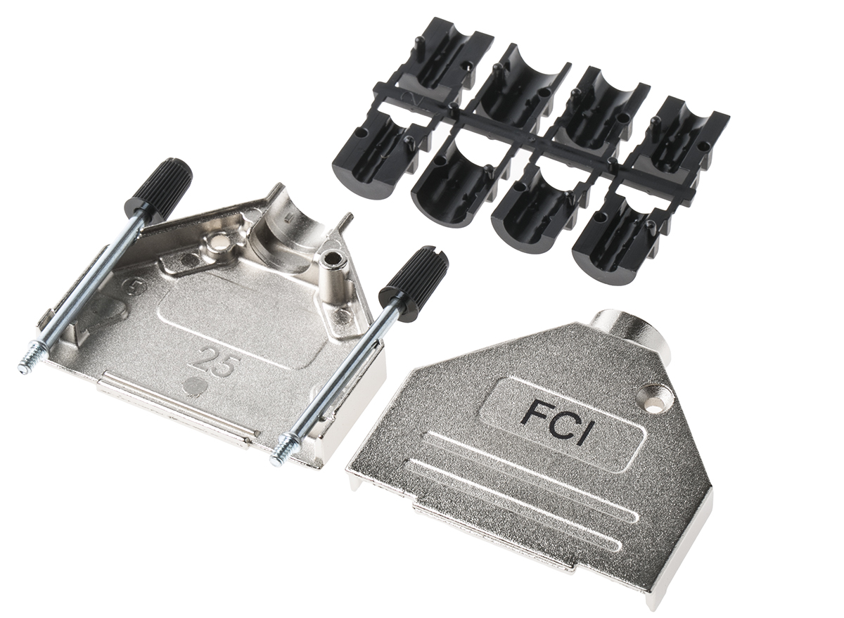 Amphenol Communications Solutions 8655MH Series Die Cast Zinc D Sub Backshell, 25 Way, Strain Relief
