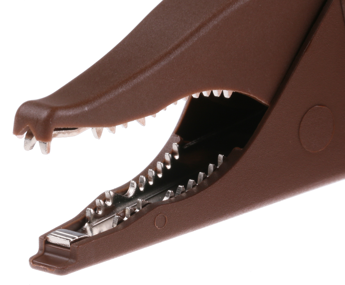 Staubli Crocodile Clip 4 mm Connection, Brass Contact, 32A, Brown
