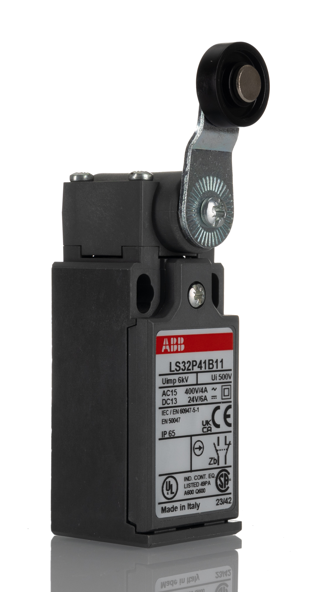 ABB Roller Lever Limit Switch, 1NC/1NO, IP65, 2P, 600V ac Max, 10A Max