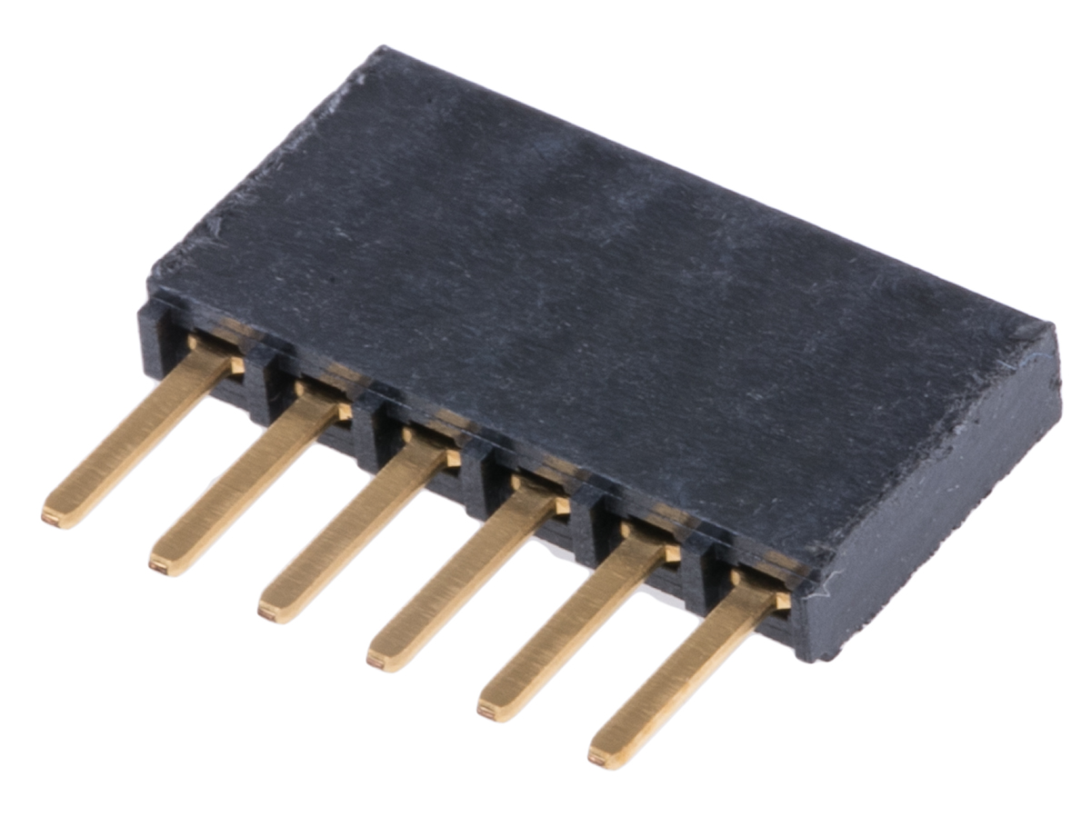 Samtec SSW Series Straight Through Hole Mount PCB Socket, 6-Contact, 1-Row, 2.54mm Pitch, Solder Termination
