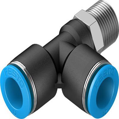 Festo QSTL Series T Fitting, R 3/8 Male to 12 mm, Threaded-to-Tube Connection Style, 153125
