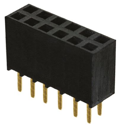 Samtec SSW Series Straight Through Hole Mount PCB Socket, 12-Contact, 2-Row, 2.54mm Pitch, Solder Termination