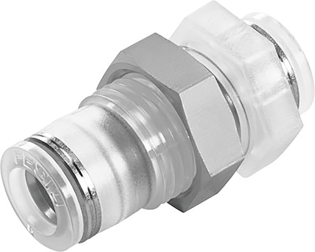 Festo Bulkhead Tube-to-Tube Adaptor, Push In 12 mm to Push In 12 mm, Tube-to-Tube Connection Style, 133104