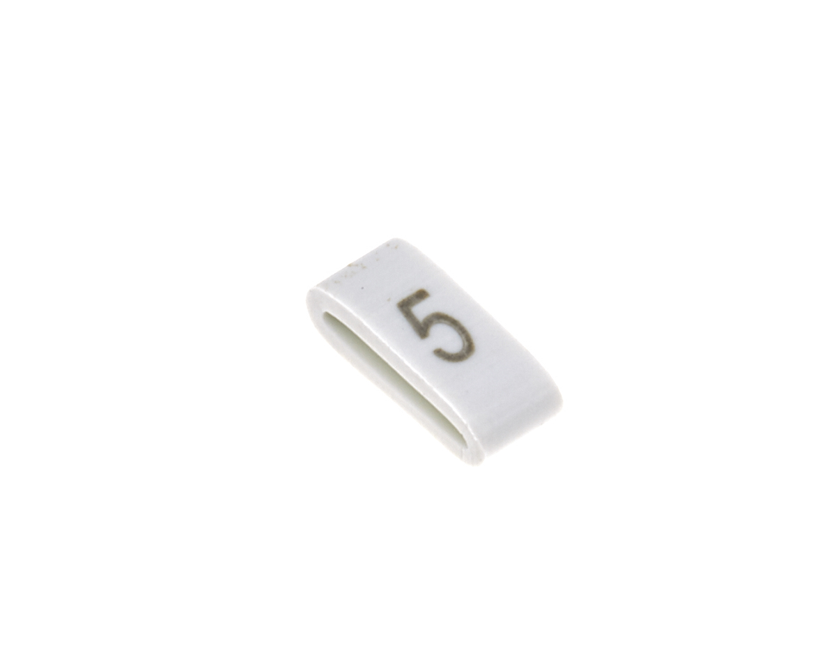 HellermannTyton HODS85 Slide On Cable Markers, Black on White, Pre-printed "5", 1.8 → 6.3mm Cable, 531-07856