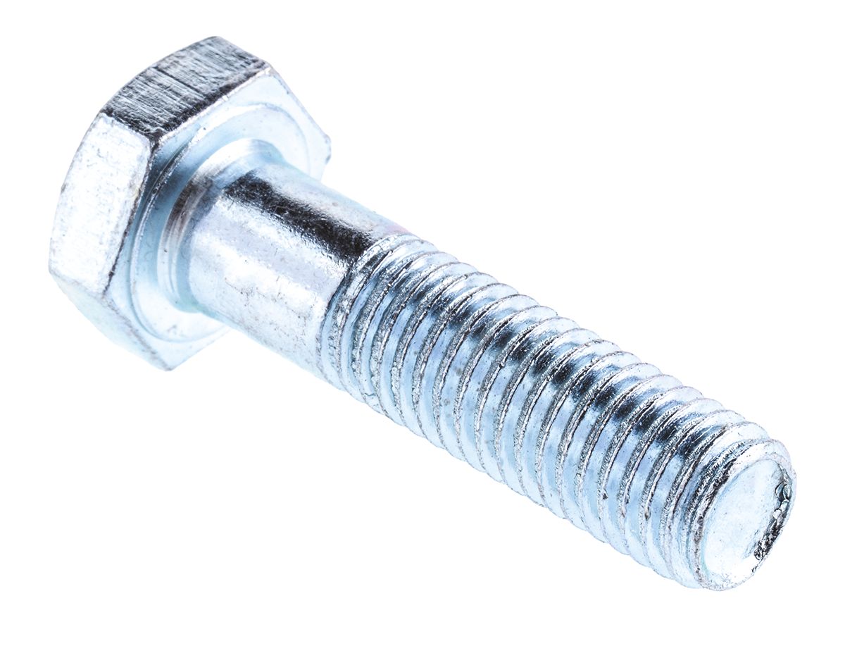 RS PRO Bright Zinc Plated Steel, Hex Bolt, M10 x 40mm