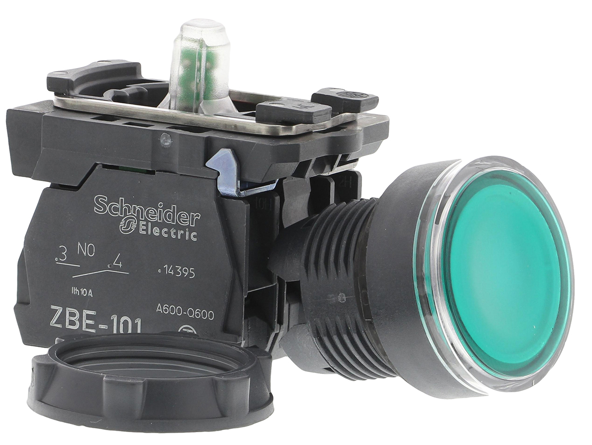 Schneider Electric Harmony XB5 Series Illuminated Push Button, Panel Mount, 22mm Cutout, SPDT